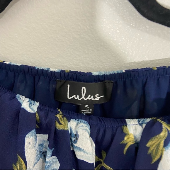 Lulu's Elated Energy Navy Blue Floral PrintConvertible Romper Size Small - Picture 11 of 13